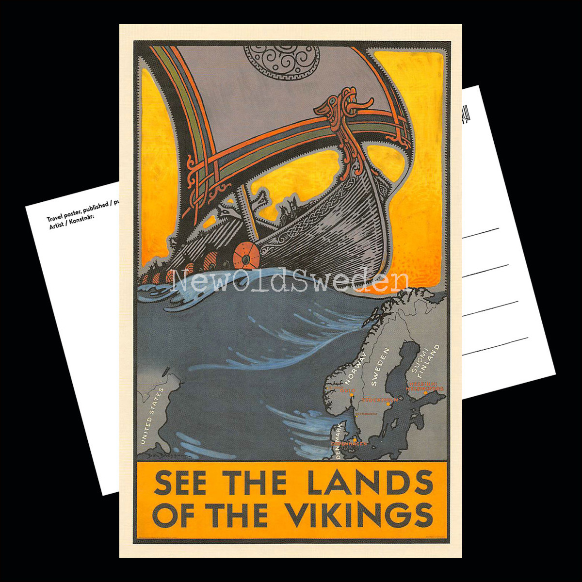 SEE THE LAND OF THE VIKINGS - 1937 - Vykort 12 x 18 cm - 3