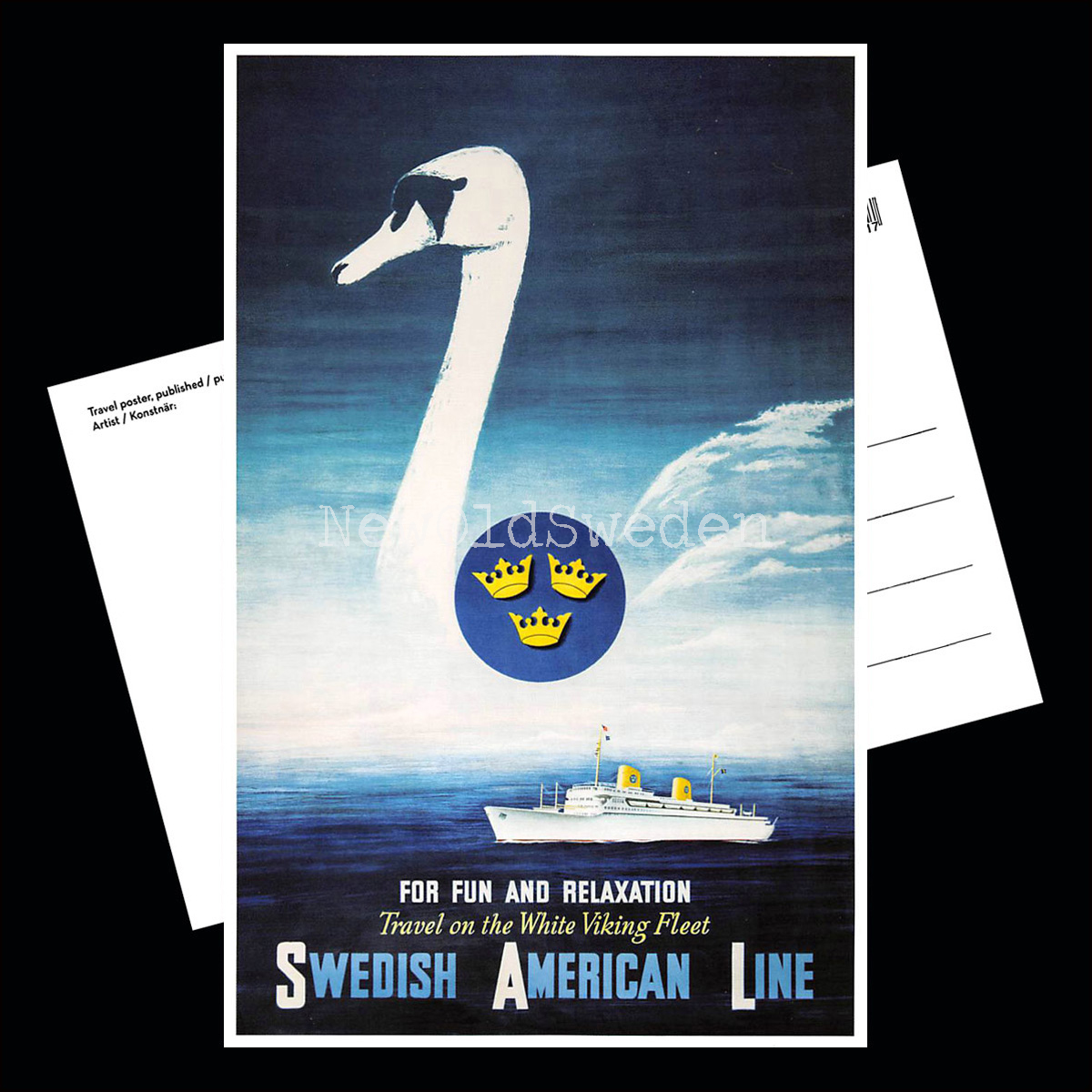 SVANEN SAL - SWEDISH AMERICAN LINE - 1952 - Vykort 12 x 18 cm - 3