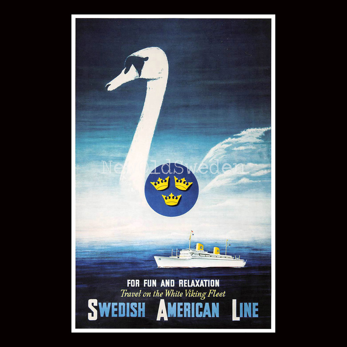 SVANEN SAL - SWEDISH AMERICAN LINE - 1952 - Vykort 12 x 18 cm