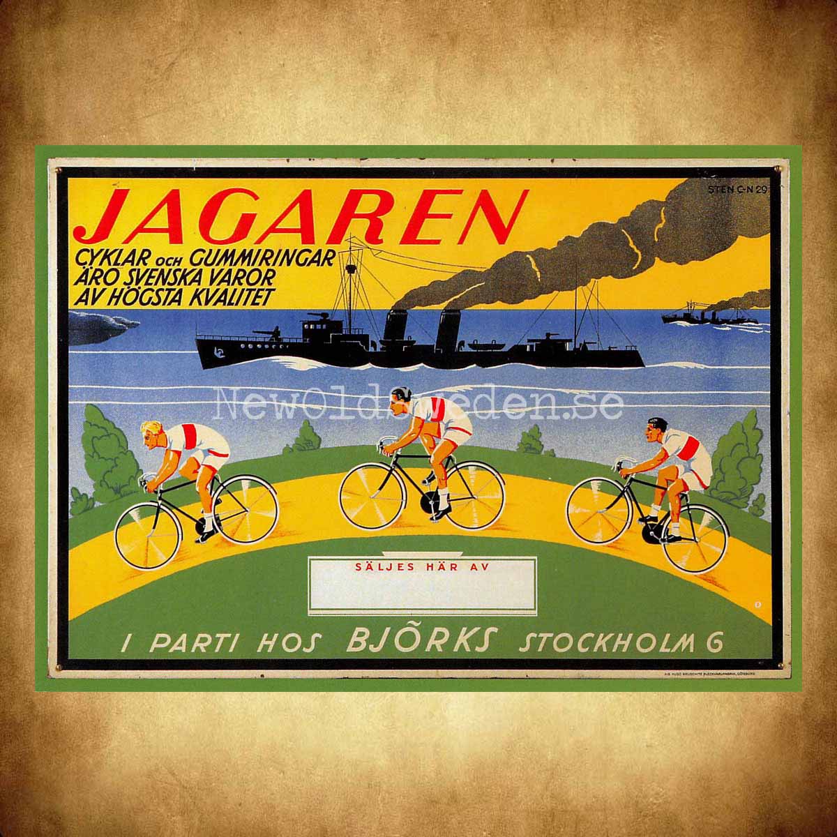 Björks Stockholm - Jagaren Cyklar - Vykort A5 - 2