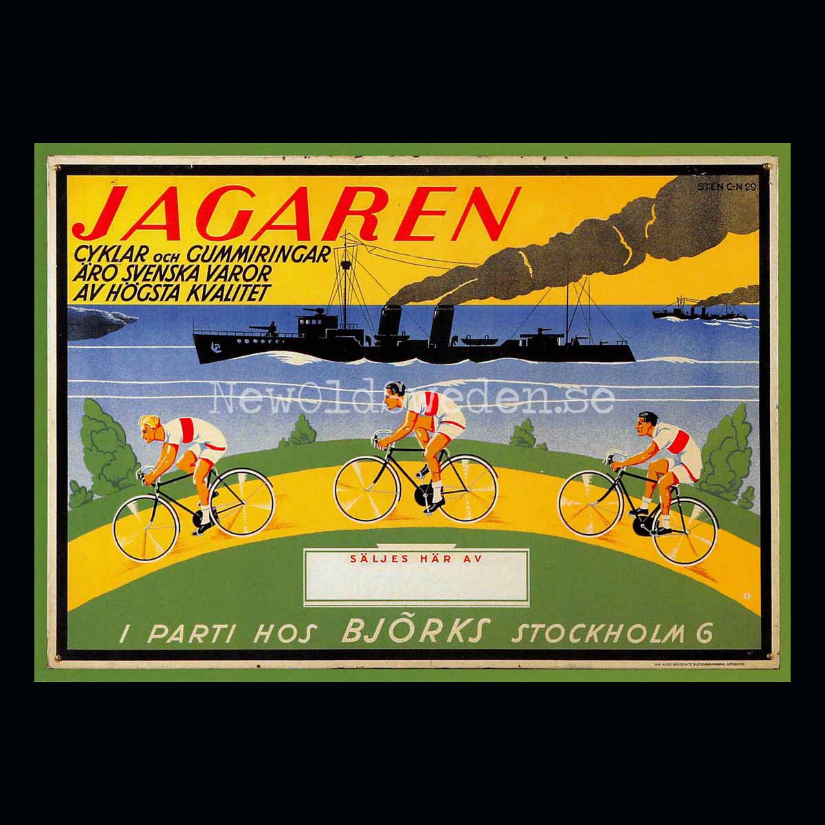 Björks Stockholm - Jagaren Cyklar - Vykort A5