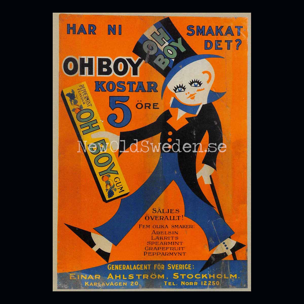 OH BOY GUM Tuggummi Stockholm - Vykort A5