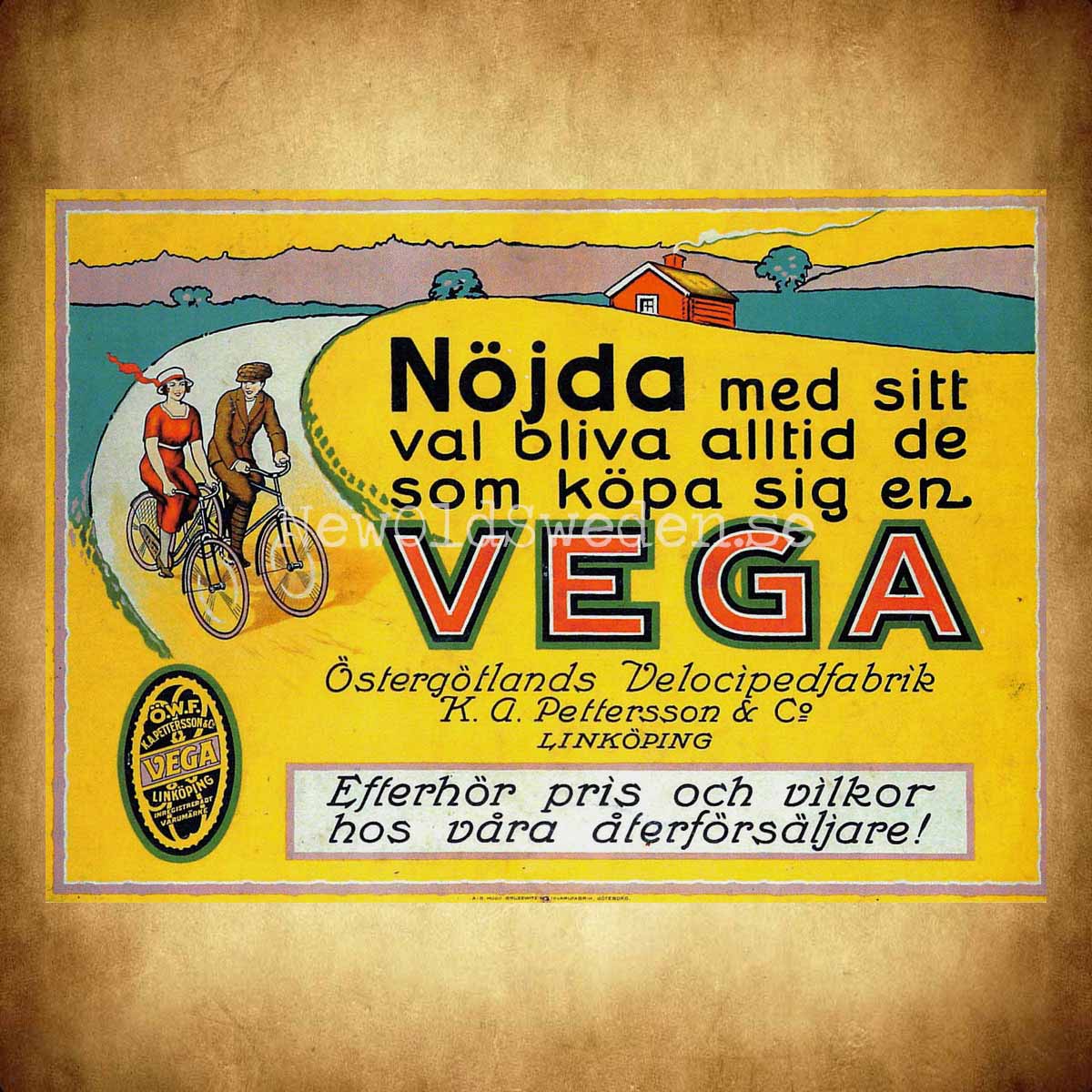 VEGA Östergötlands Velocipedfabrik Linköping - Vykort A5 - 2