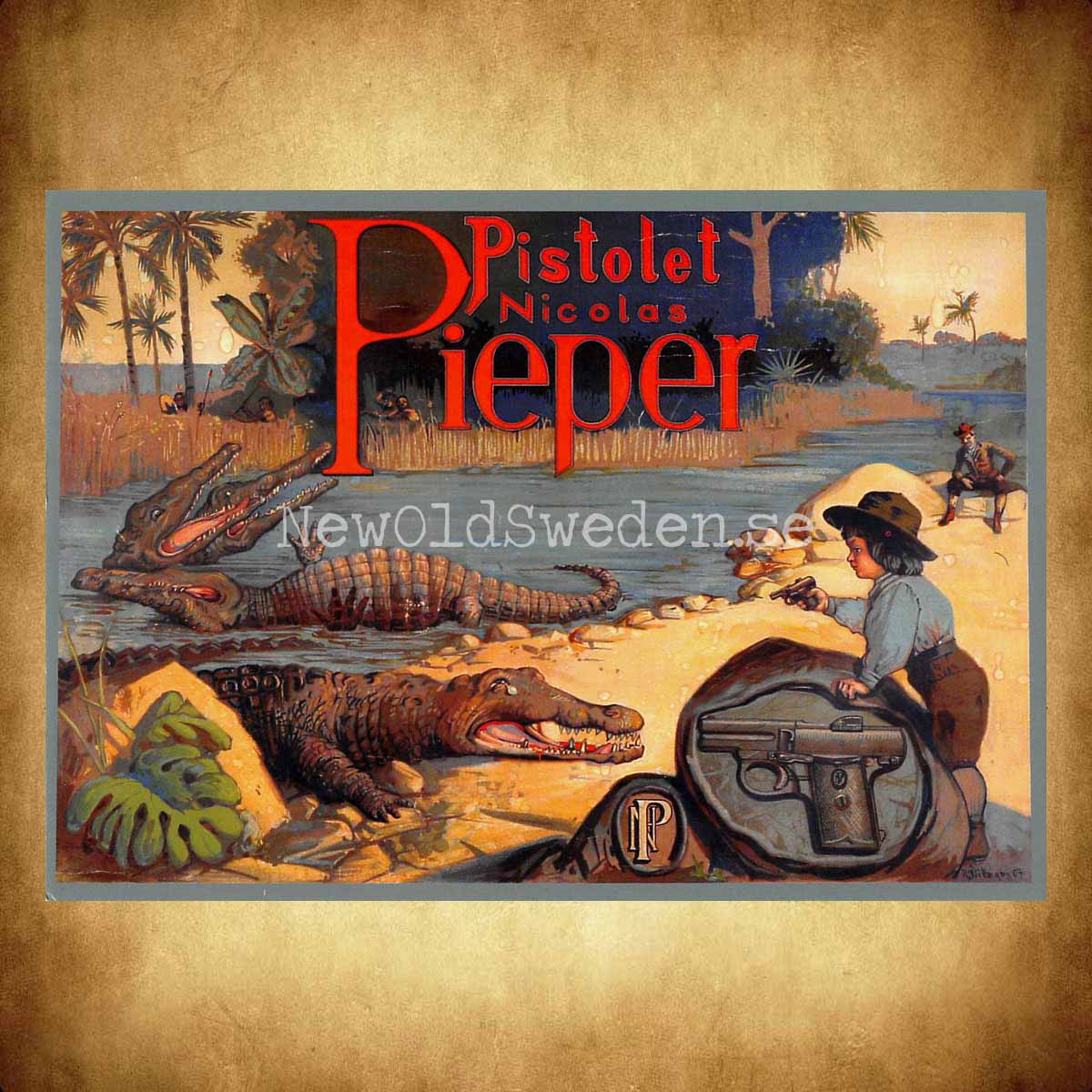 Nicolas Pieper Pistol 1908 NP - Vykort A5 - 2