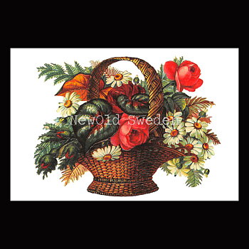 Blomsterkorg Vintage Vykort Nr: 13 - 10 x 15 cm - 425