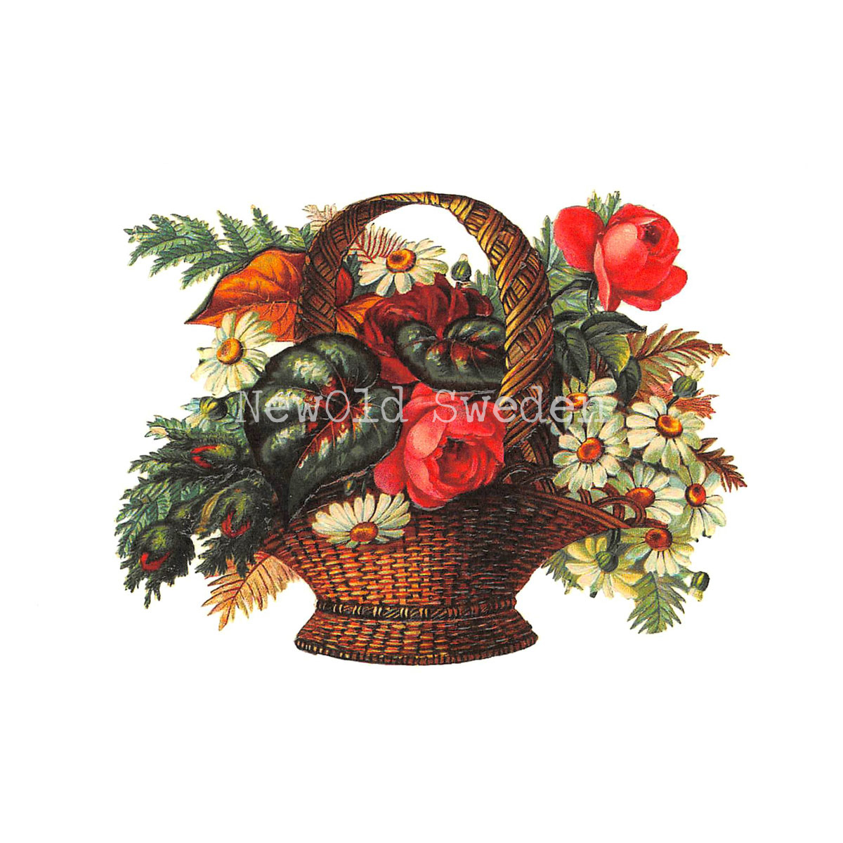 Blomsterkorg Vintage Vykort Nr: 13 - 10 x 15 cm - 425 - 2