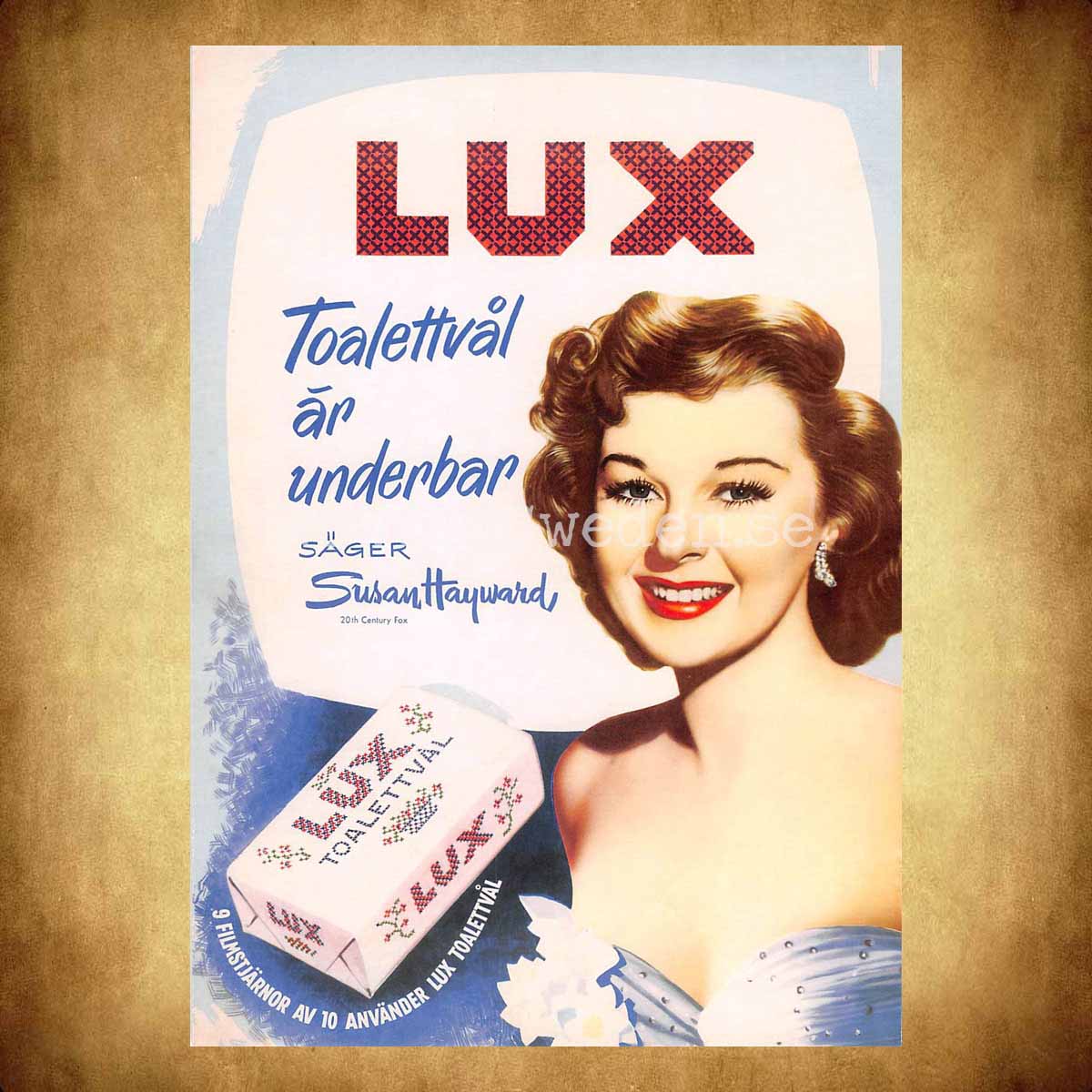 LUX Toalettvål - Susan Hayward - Vykort A5 - 2
