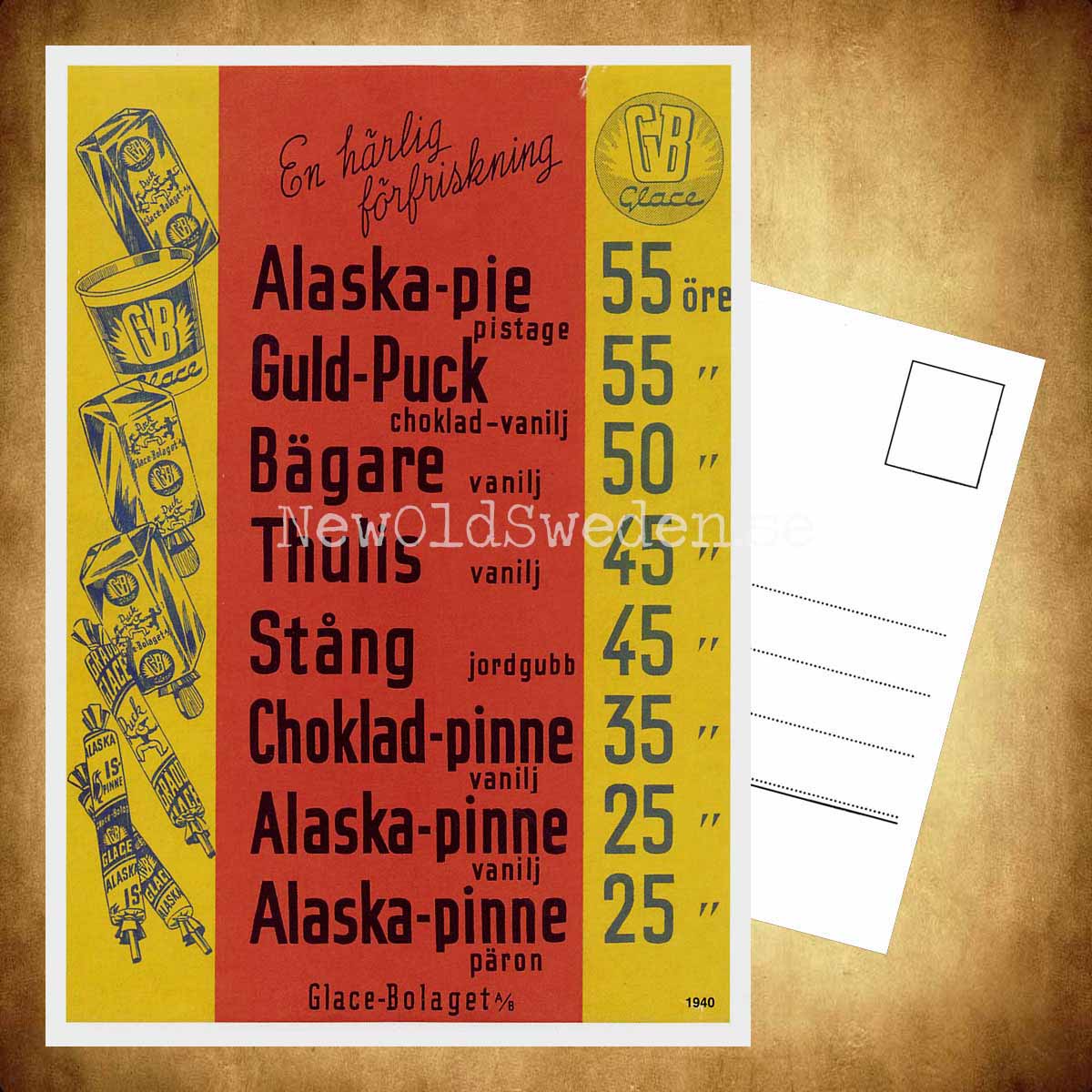 GB-Glass 1940 - Nr: 1 av 5 - Vykort A5 - 3