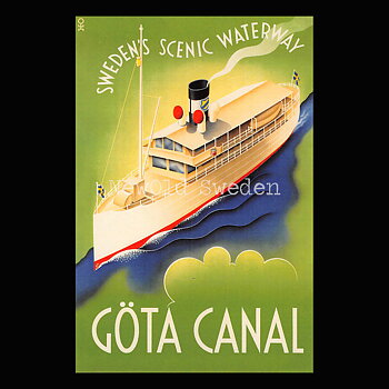 Göta Canal Sweden 1936 Göta Kanal - Vykort 12 x 18 cm