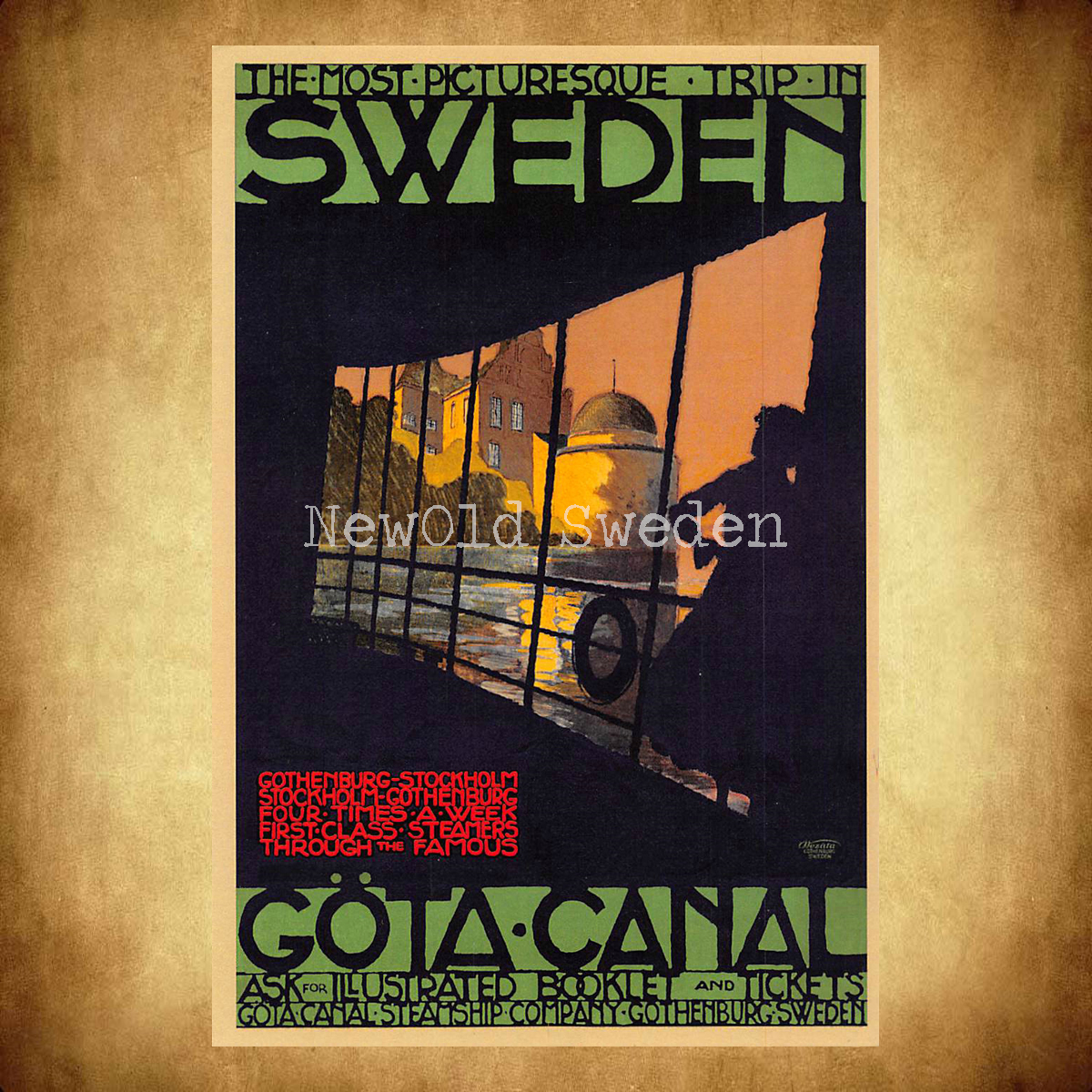 Göta Canal Sweden 1931 Göta Kanal - Vykort 12 x 18 cm - 2