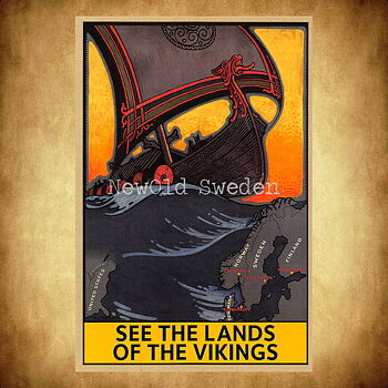 SEE THE LANDS OF THE VIKINGS 1920-talet - Vykort 12 x 18 cm