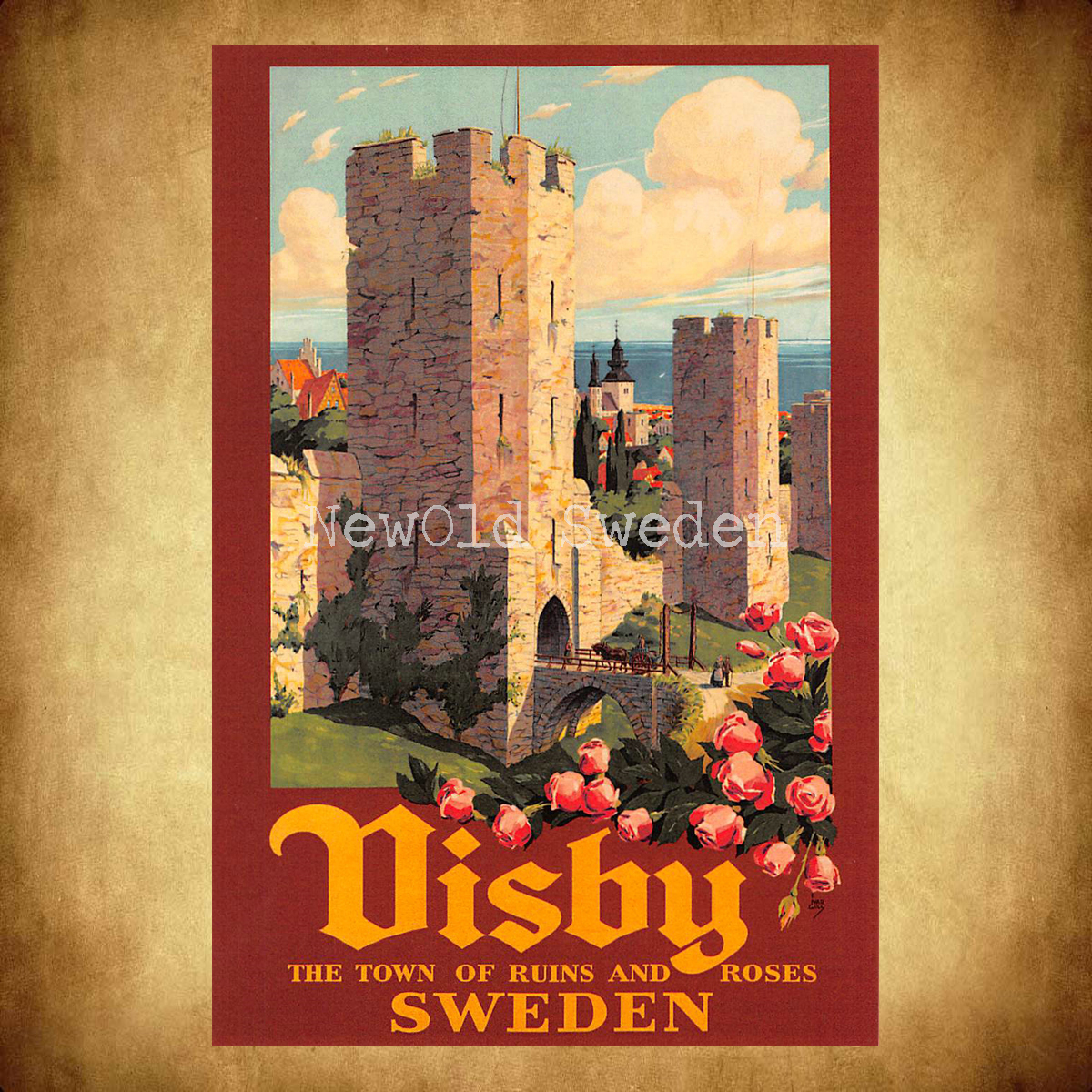 Visby town, ruins and roses Sweden 1920-talet - 2