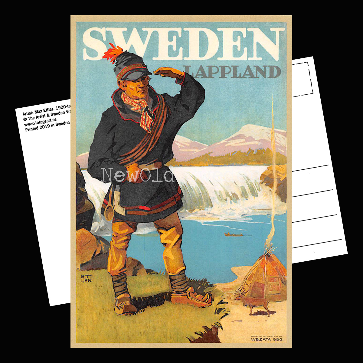 Lappland Same Sweden 1920-talet - Vykort 12 x 18 cm - 3