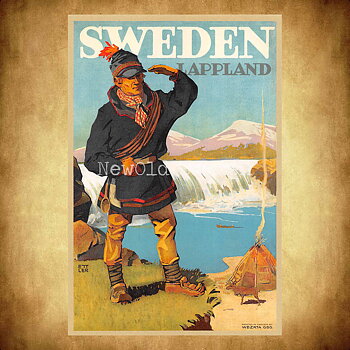 Lappland Same Sweden 1920-talet - Vykort 12 x 18 cm