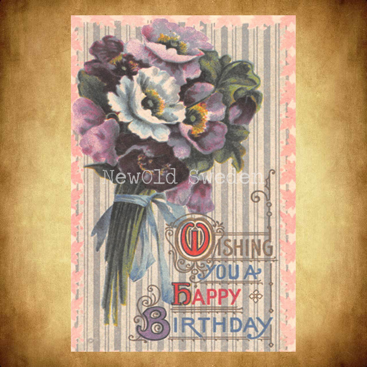 Happy Birthday Vintage Nr: 16 - Vykort 10 x 15 cm - 425 - 2