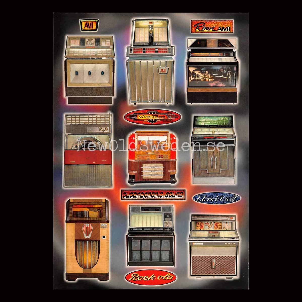Jukeboxar AMI Wurlitzer United Rock-Ola Quadraphonic Sound - Vykort A5