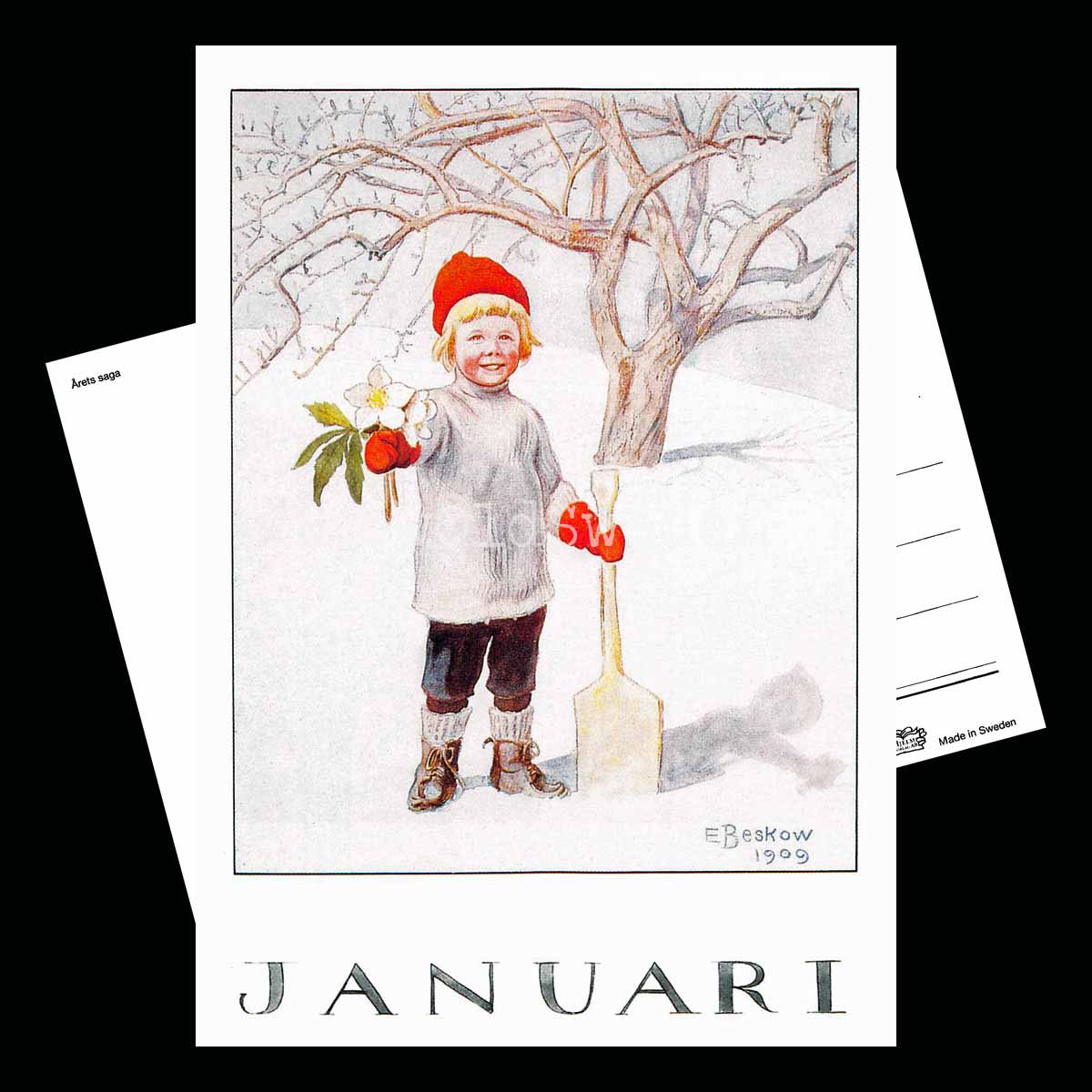 Januari Månadskort Elsa Beskow - Vykort - 1850 - 2