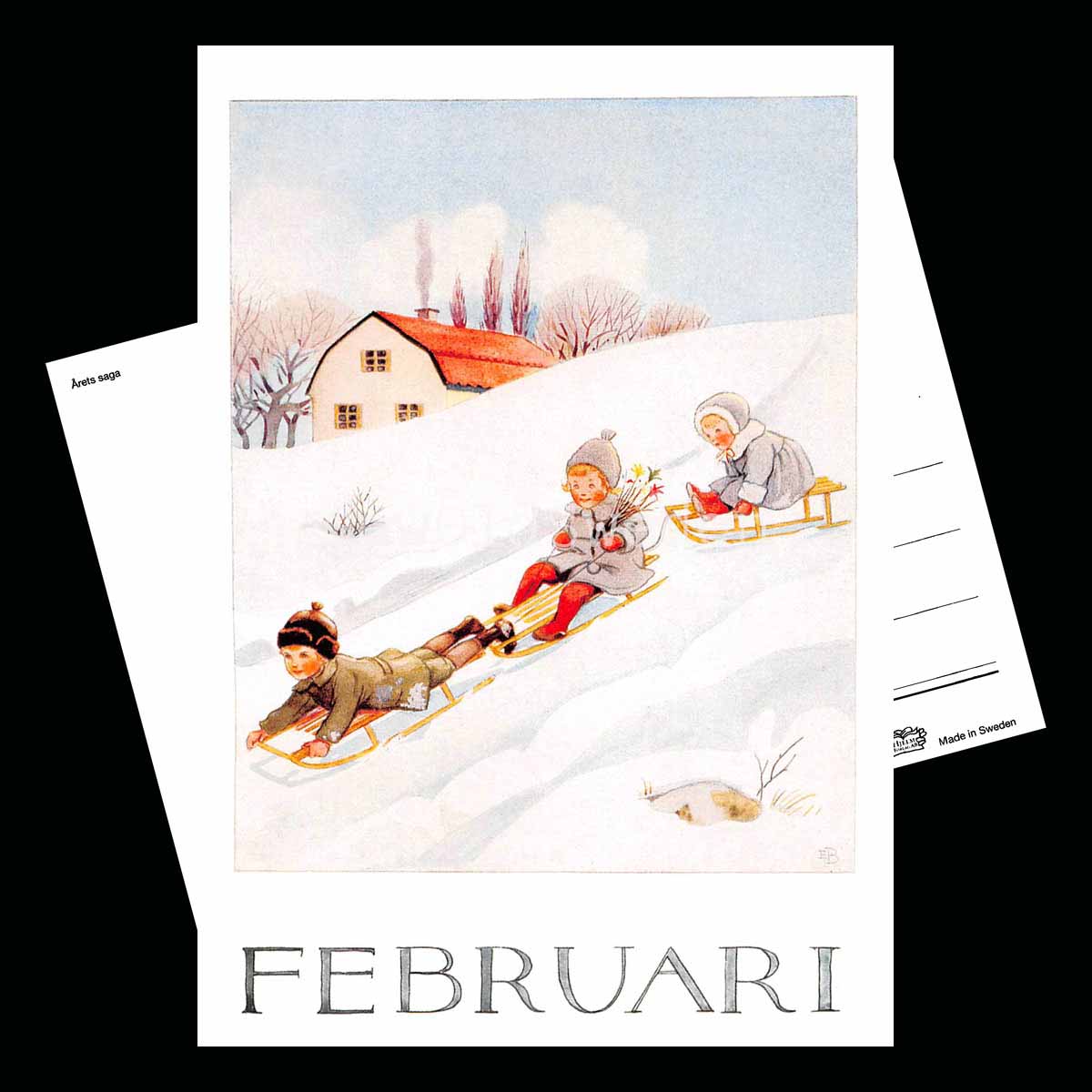 Februari Månadskort Elsa Beskow - Vykort - 1850 - 2