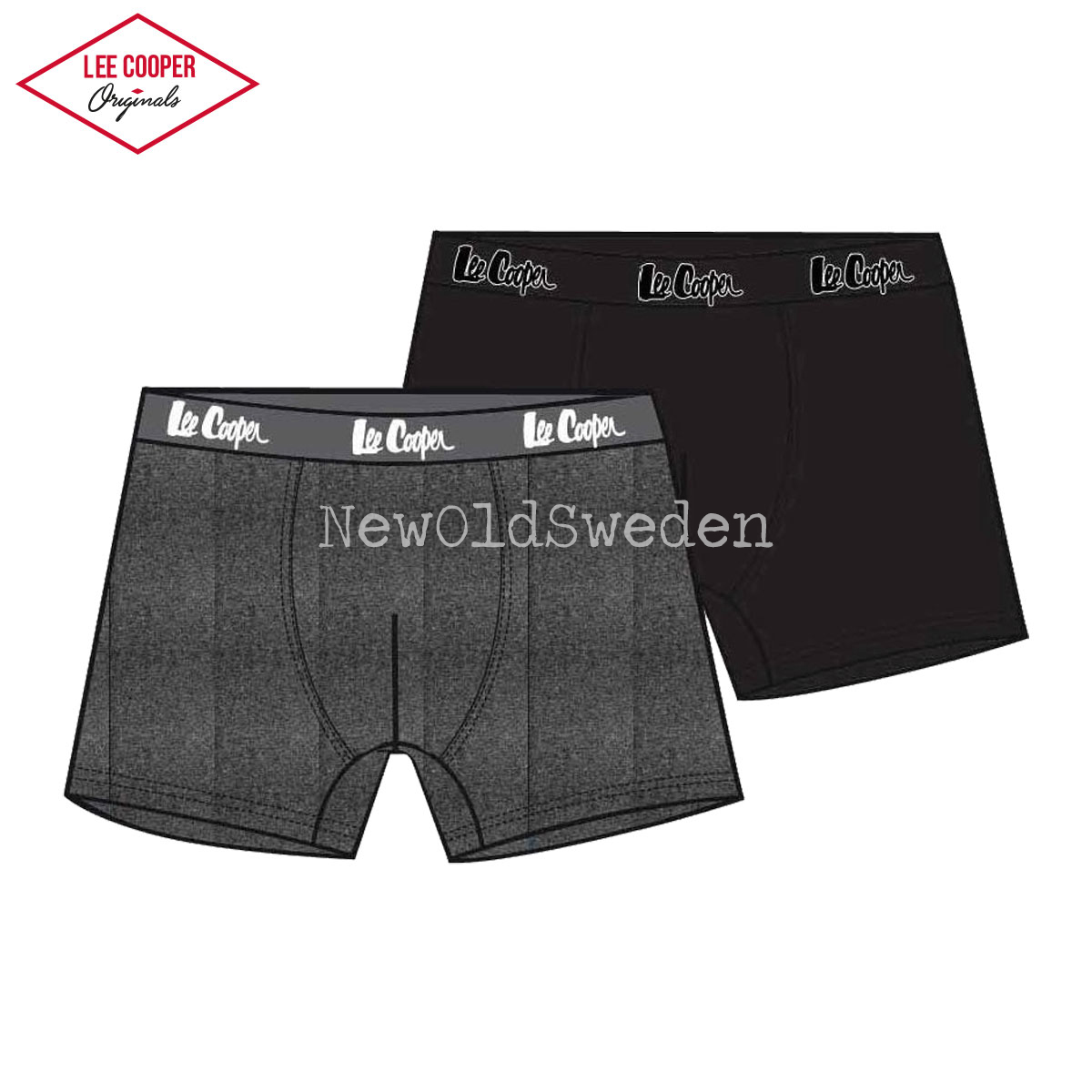 Boxershorts 2-pack - Stl. L - Antracit & Svart - Lee Cooper Originals - 8000