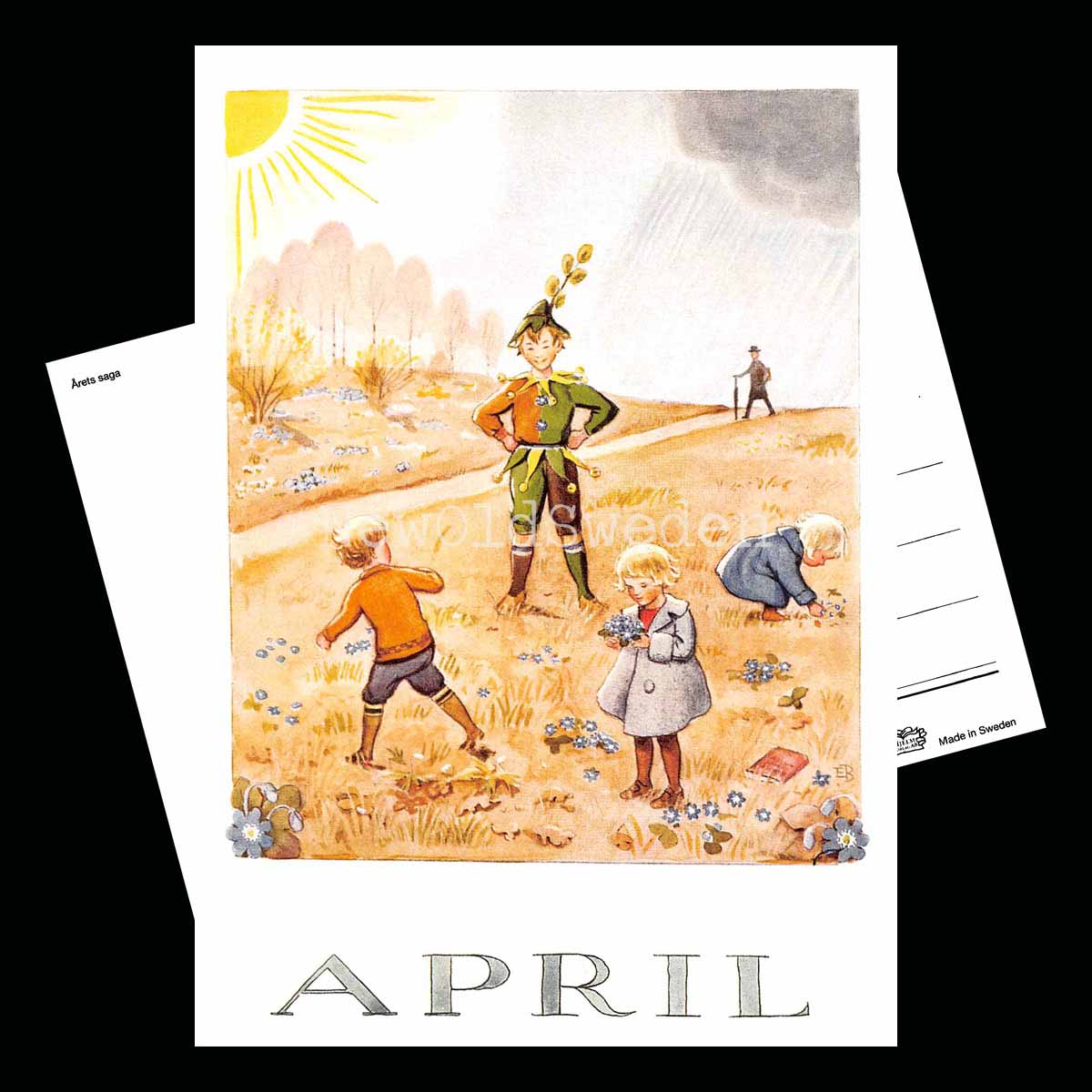 April Månadskort Elsa Beskow - Vykort - 1850 - 2