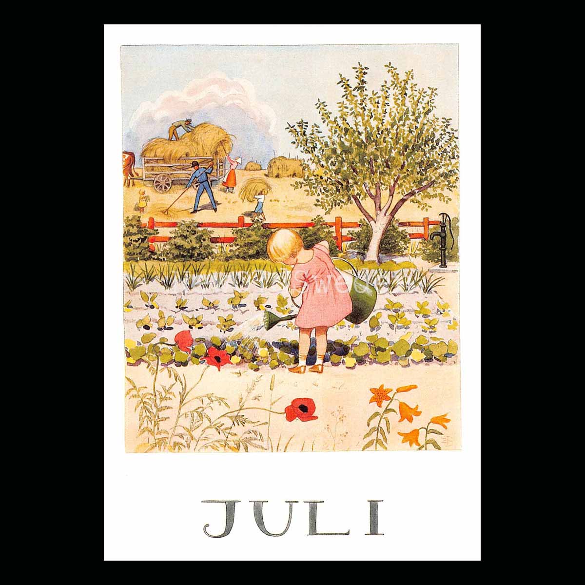 Juli Månadskort Elsa Beskow - Vykort A6 - 1850 EAN