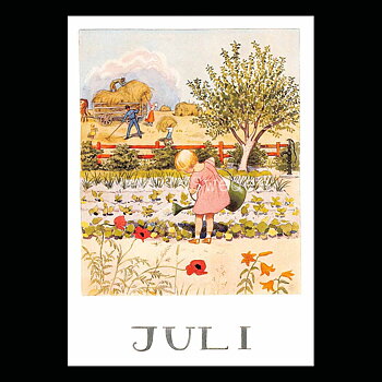 Juli Månadskort Elsa Beskow - Vykort A6 - 1850 EAN