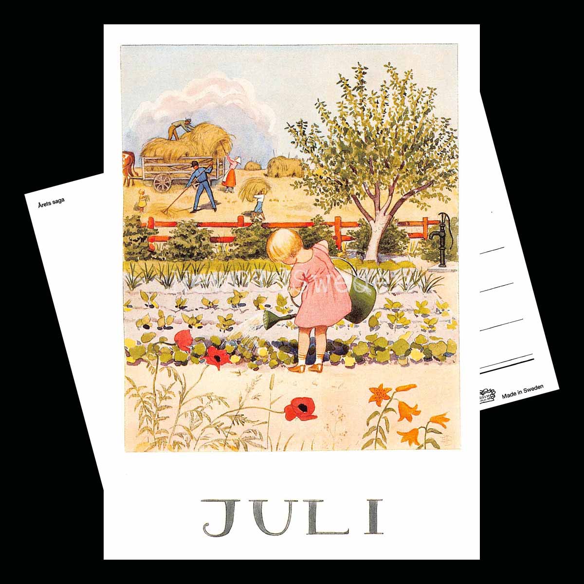 Juli Månadskort Elsa Beskow - Vykort A6 - 1850 EAN - 2