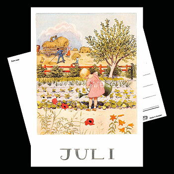 Juli Månadskort Elsa Beskow - Vykort A6 - 1850 EAN
