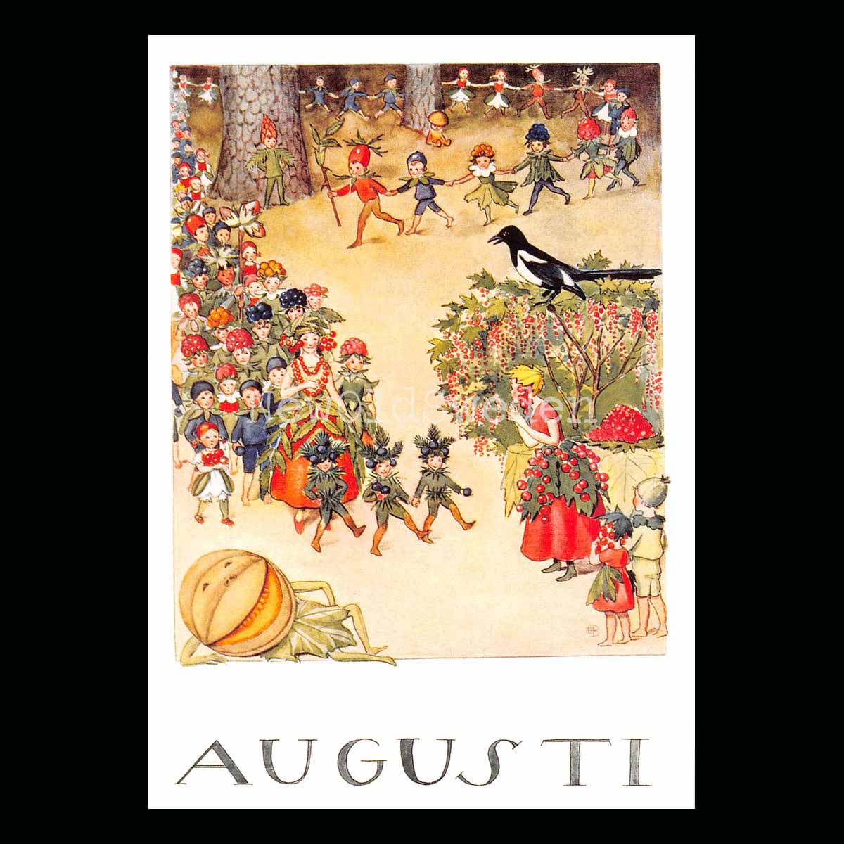 Augusti Månadskort Elsa Beskow - Vykort - 1850