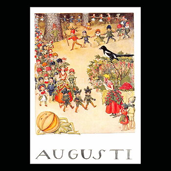 Augusti Månadskort Elsa Beskow - Vykort - 1850