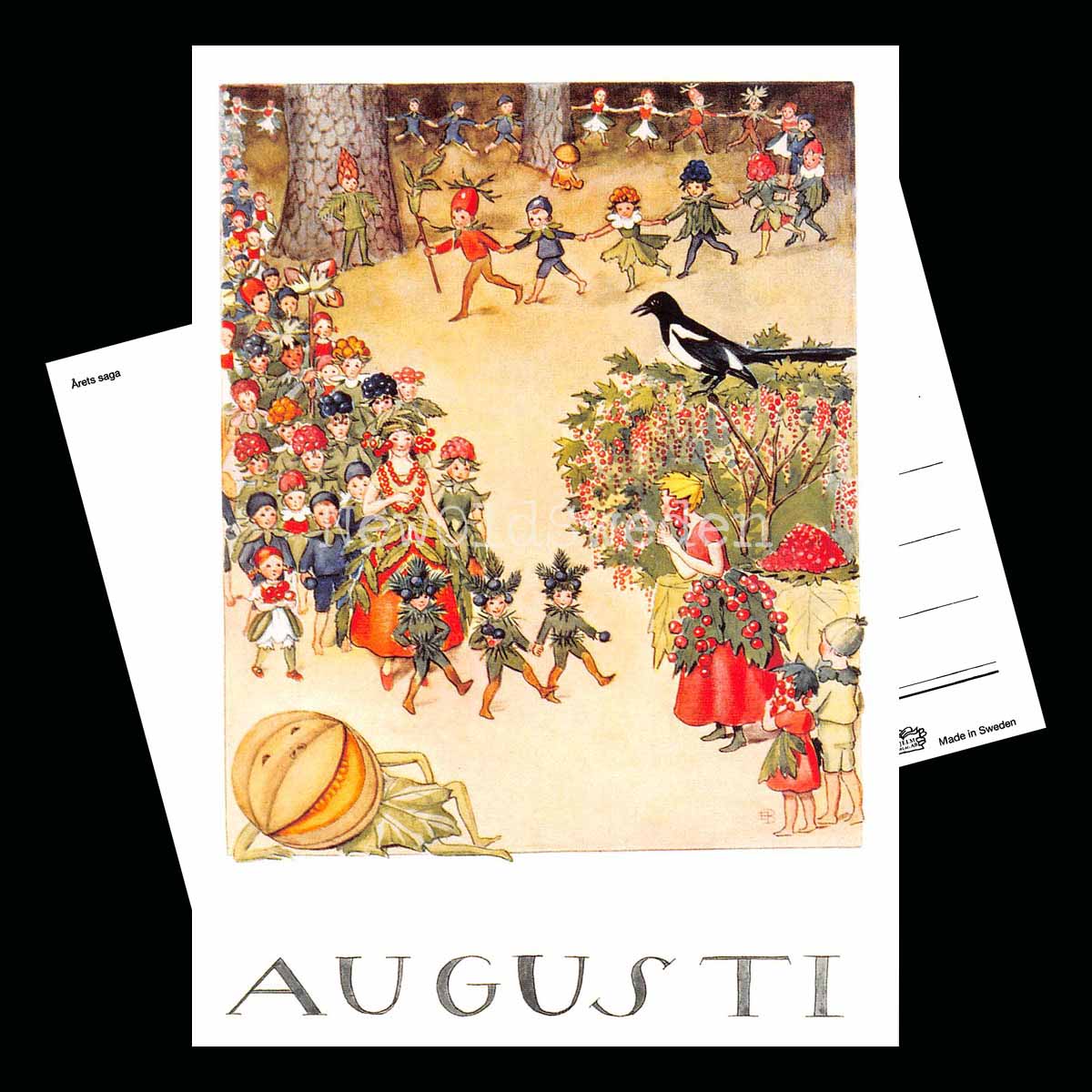 Augusti Månadskort Elsa Beskow - Vykort - 1850 - 2