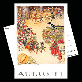 Augusti Månadskort Elsa Beskow - Vykort - 1850