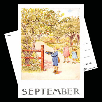 September Månadskort Elsa Beskow - Vykort - 1850