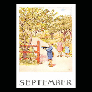 September Månadskort Elsa Beskow - Vykort - 1850