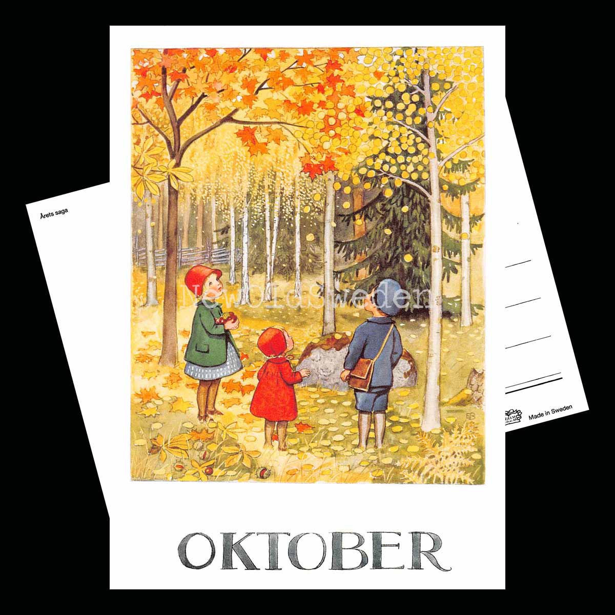 Oktober Månadskort Elsa Beskow - Vykort - 1850 - 2