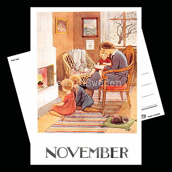 November Månadskort Elsa Beskow - Vykort - 1850