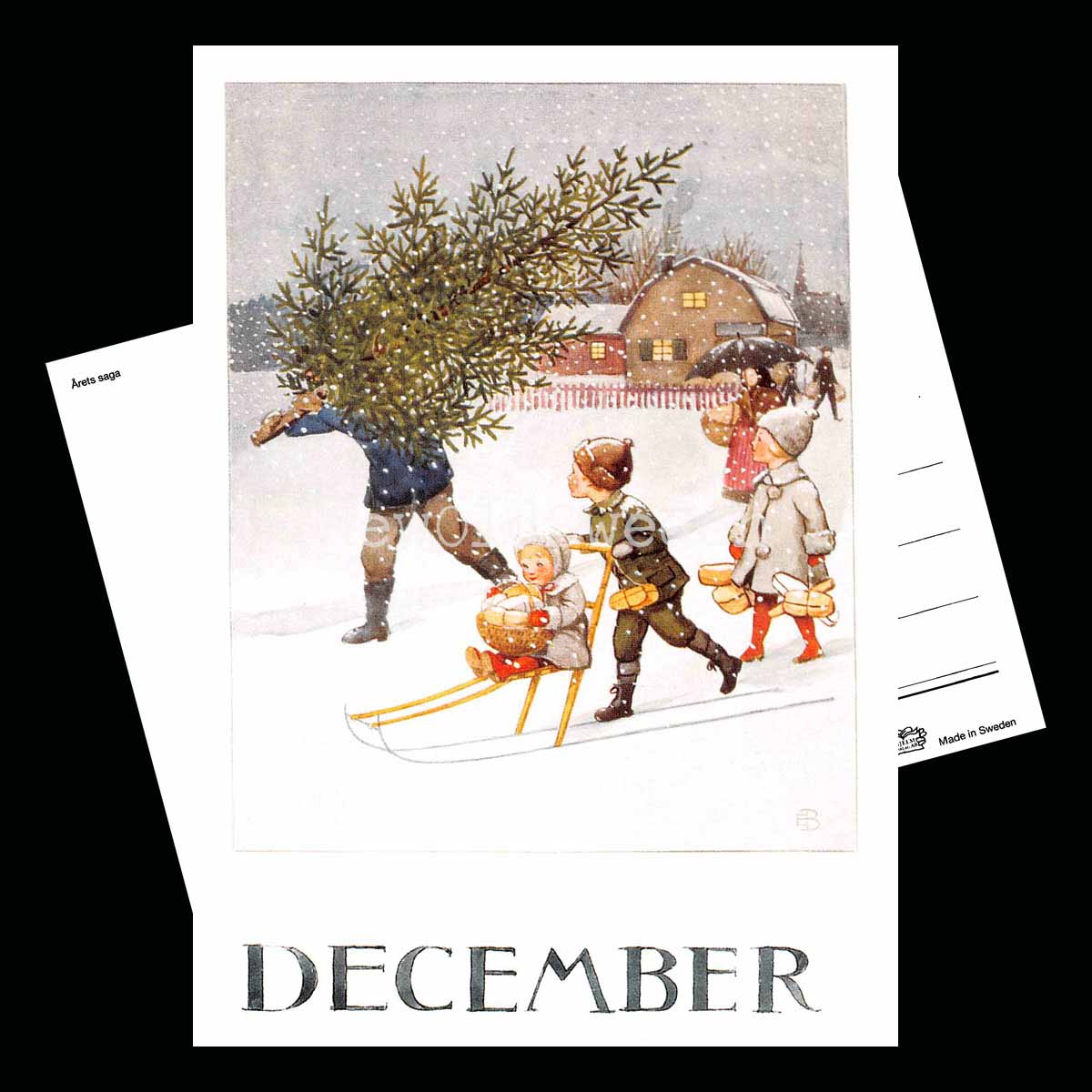 December Månadskort Elsa Beskow - Vykort - 1850 - 2