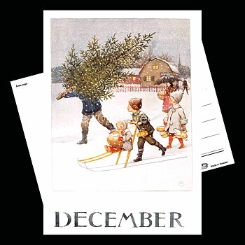 December Månadskort Elsa Beskow - Vykort - 1850
