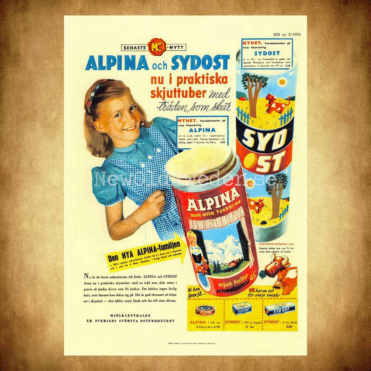 Mjölkcentralen - Alpina Sydost - 1952 - Vykort A5 - 2