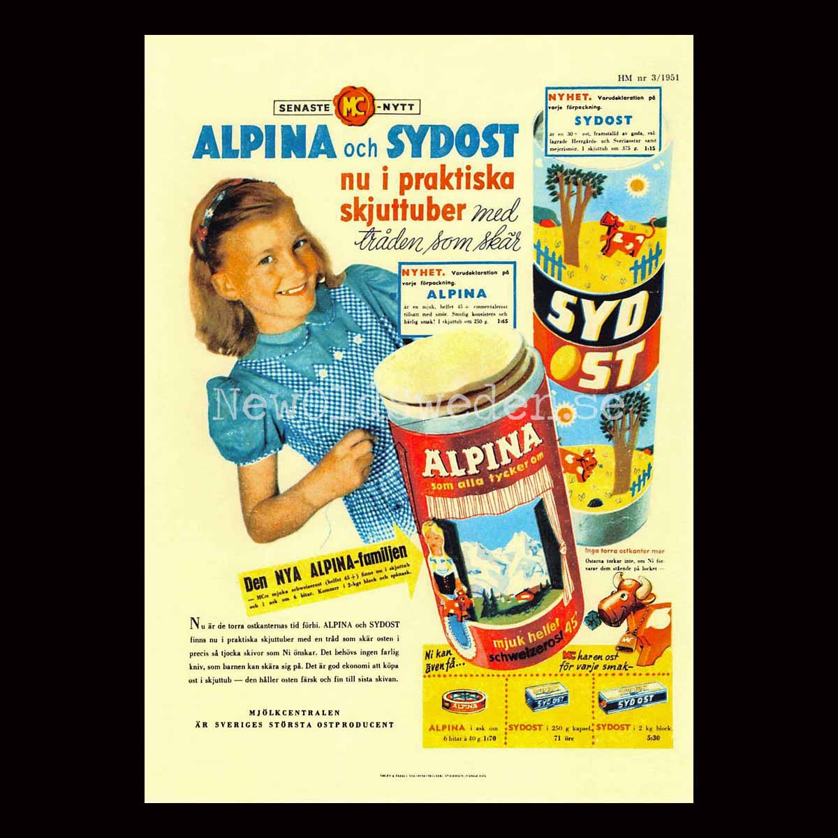 Mjölkcentralen - Alpina Sydost - 1952 - Vykort A5