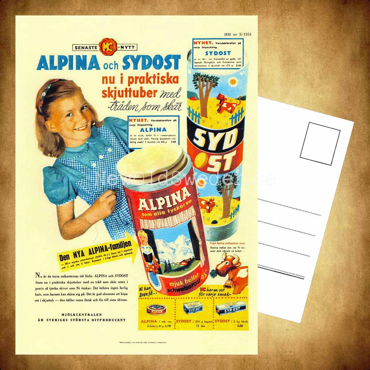 Mjölkcentralen - Alpina Sydost - 1952 - Vykort A5 - 3