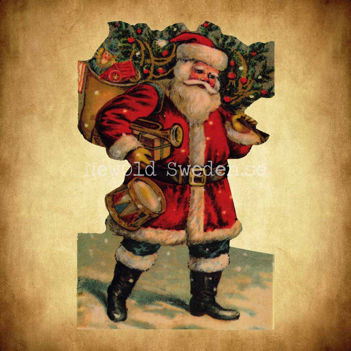 Pappersrad Tomte med julklappar Nostalgi 14 x 54 cm - R02