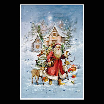 Adventskalenderkort Nostalgi Tomtar - Dubbel-kort med kuvert - 990