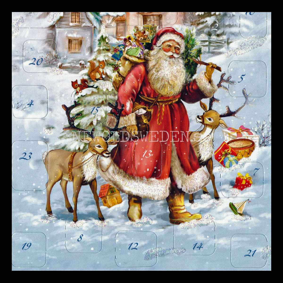 Adventskalenderkort Nostalgi Tomtar - Dubbel-kort med kuvert - 990 - 2