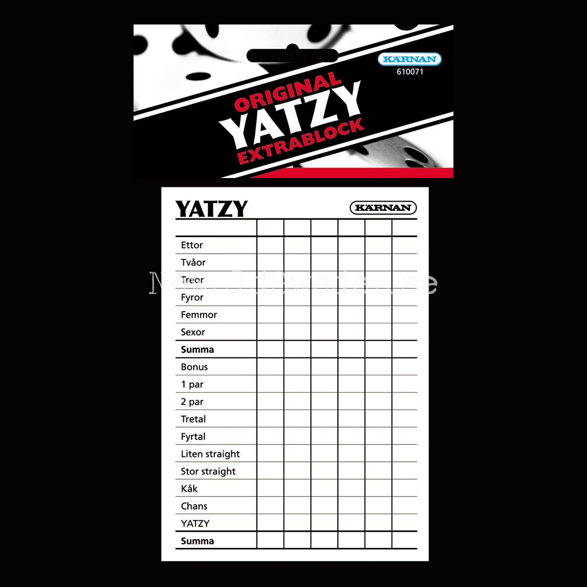 YATZY ORIGINAL Extrablock -  KÄRNAN