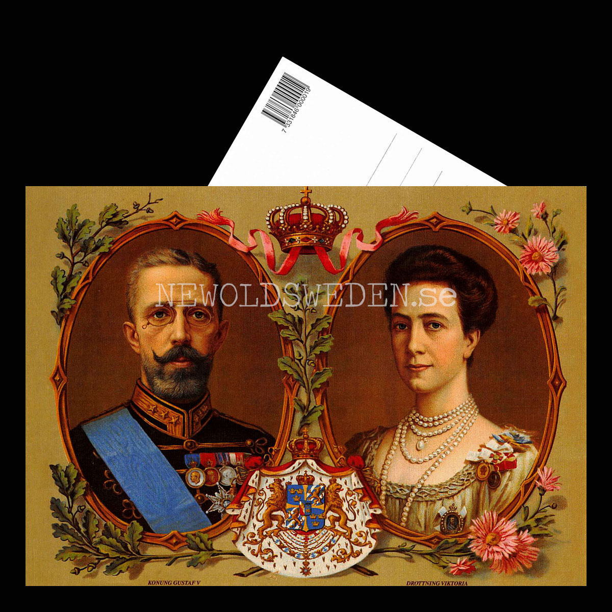 Konung Gustaf V och Drottning Victoria, tidigt 1900-tal - Vykort A5 - 3