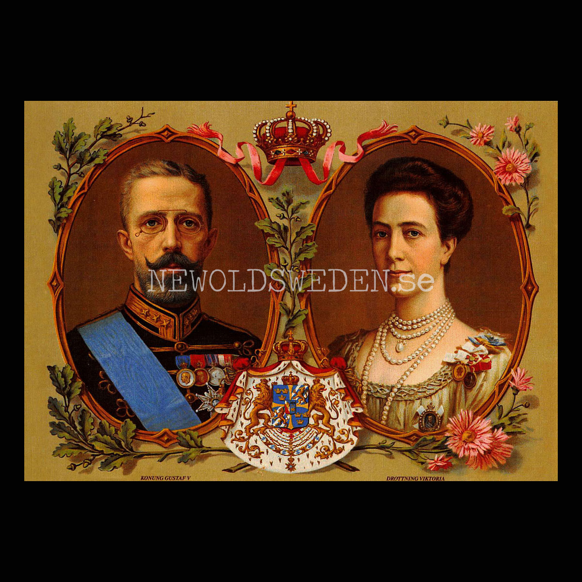 Konung Gustaf V och Drottning Victoria, tidigt 1900-tal - Vykort A5