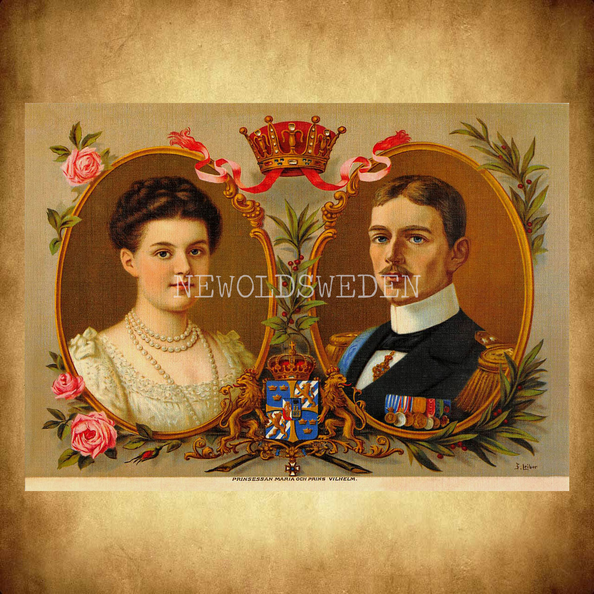 Prinsessan Maria Pawlowna 1890-1958 & Prins Wilhelm 1884-1965 - Vykort A5 - 2