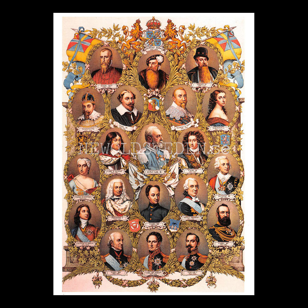 Sveriges Regenter 1523-1907 - Vykort A5