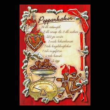 Pepparkakor - Julkort Receptvykort - Ingrid Elf - 960